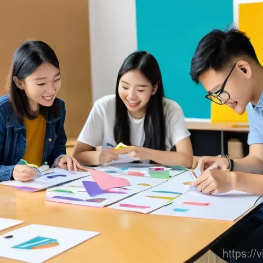 디자인 씽킹 실전  성공적인 프로토타입 사례 - **Prompt:** "A vibrant, collaborative scene featuring a small team of young Vietnamese design studen...