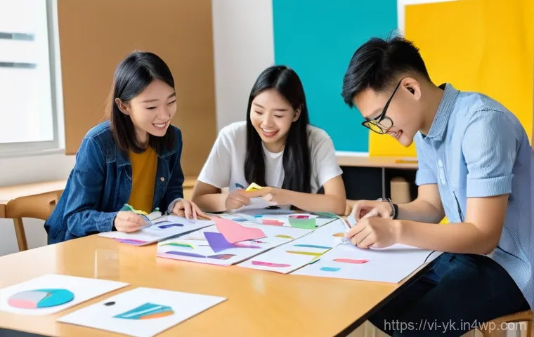 디자인 씽킹 실전  성공적인 프로토타입 사례 - **Prompt:** "A vibrant, collaborative scene featuring a small team of young Vietnamese design studen...